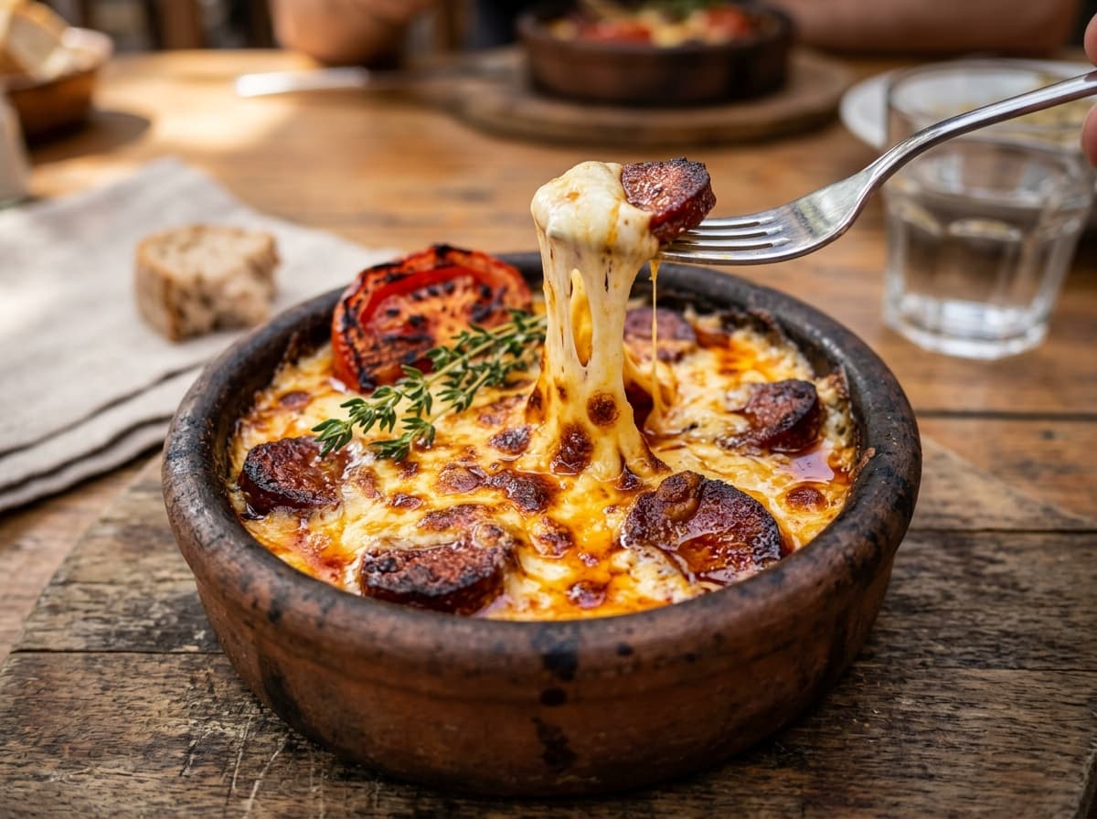 Güveçte Sucuklu Kaşar