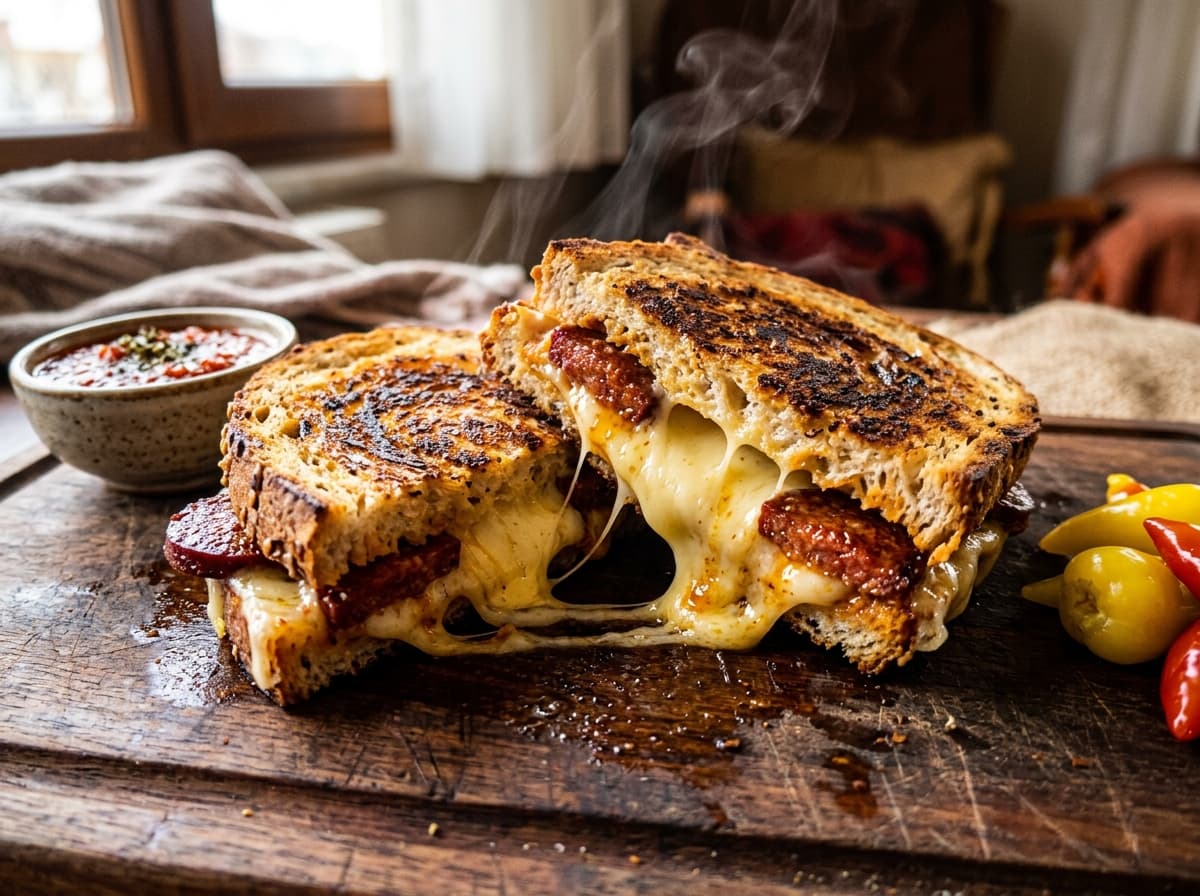 Çıtır Ekşi Mayalı Kaşarlı & Sucuklu Gurme Tost